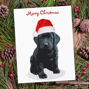Black Lab Santa - Merry Christmas -ラブラドール犬 シーズンポストカード