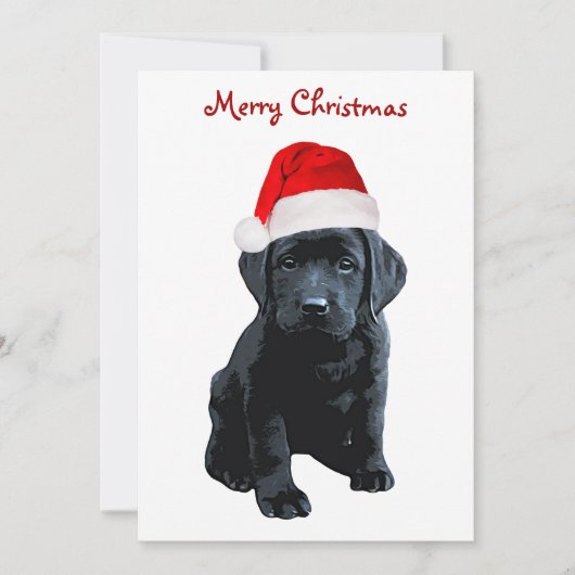 Black Lab Santa - Merry Christmas - Santa Dog 招待状 (正面)