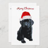 Black Lab Santa - Merry Christmas - Santa Dog 招待状 (正面/裏面)