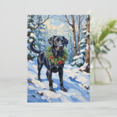 Black Lab Serene Winter Forest Christmas Holiday シーズンカード (スタンド正面)