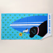 Black Lab Surf Dog Island Beach Towel ビーチタオル (正面)