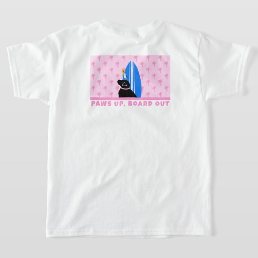 Black Lab Surf Dog Pink Girl's Tシャツ (レイダウン裏面)