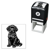 Black Lab Wearing a Bow Cute Rubber Stamp セルフインキングスタンプ (インサイチュ)