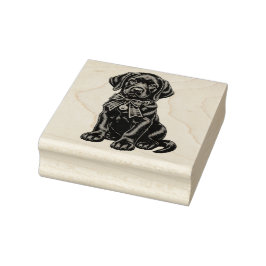 Black Lab Wearing a Bow Cute Rubber Stamp ラバースタンプ