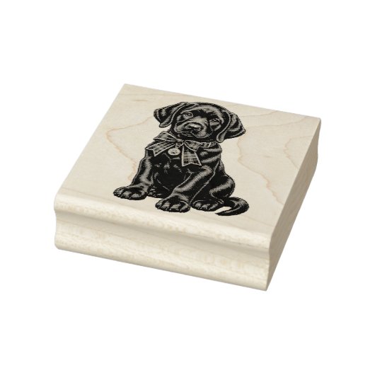 Black Lab Wearing a Bow Cute Rubber Stamp ラバースタンプ (スタンプ)