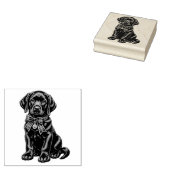 Black Lab Wearing a Bow Cute Rubber Stamp ラバースタンプ (押印)