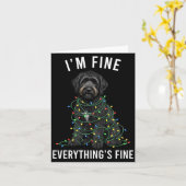 Black Labradoodle Christmas I'm Fine Everything Is カード (黄色い花)