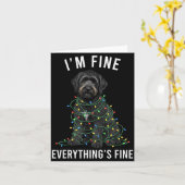 Black Labradoodle Christmas I'm Fine Everything Is カード (黄色い花)