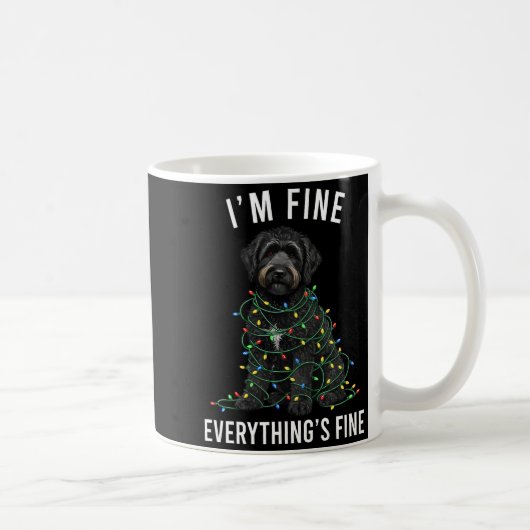 Black Labradoodle Christmas I'm Fine Everything Is コーヒーマグカップ (右)