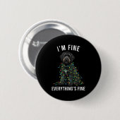 Black Labradoodle Christmas I'm Fine Everything Is 缶バッジ (正面&裏面)