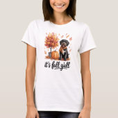 Black Labradoodle It's Fall Y'all Pumpkin Autumn Tシャツ (正面)
