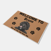 Black Labradoodle Personalized Door Mat Doormat  ドアマット (アングル)