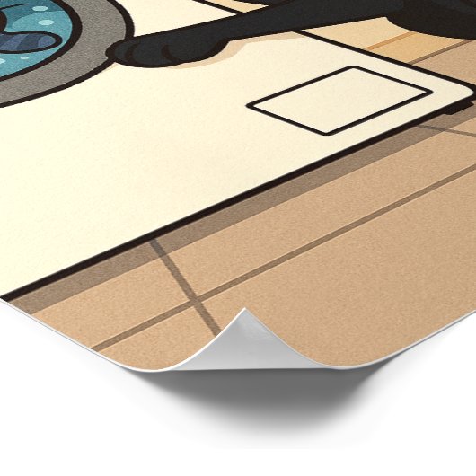 Black Labrador and Cat Laundry Room Humor Poster  ポスター (角)