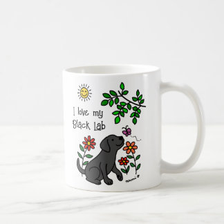 Black Labrador and Green Mug コーヒーマグカップ