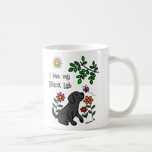 Black Labrador and Green Mug コーヒーマグカップ (右)