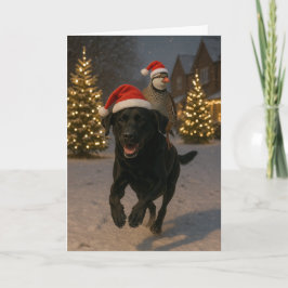 Black Labrador and Partridge Christmas card シーズンカード