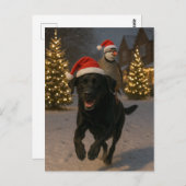 Black Labrador and Partridge Christmas postcard ポストカード (正面/裏面)