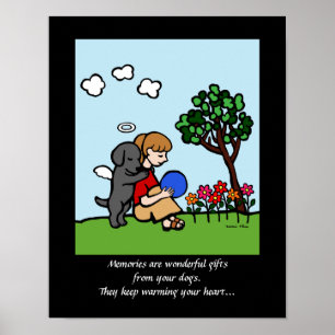 Black Labrador Angel with Love Cartoon 2 ポスター