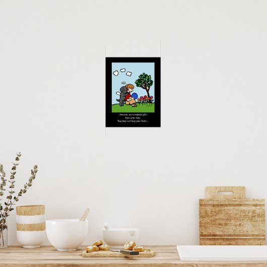 Black Labrador Angel with Love Cartoon 2 ポスター (キッチン)