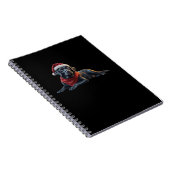 Black Labrador at Christmas in Santa Hat and Scarf ノートブック (右側)