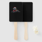 Black Labrador at Christmas in Santa Hat and Scarf ハンドファン (正面&裏面)