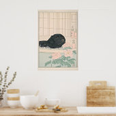 Black Labrador Bathroom Print Japandi Ukiyo-e ポスター (キッチン)