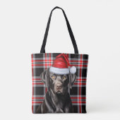Black Labrador Christmas Dog Seasonal Plaid トートバッグ (裏面)