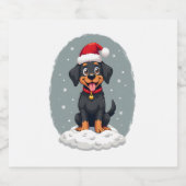 Black Labrador Christmas Santa Hat Xmas Pajama T-S スパークリングワインラベル (シングルラベル)