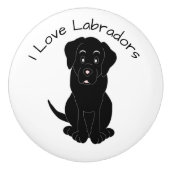 Black Labrador Dog Design セラミックノブ (正面)