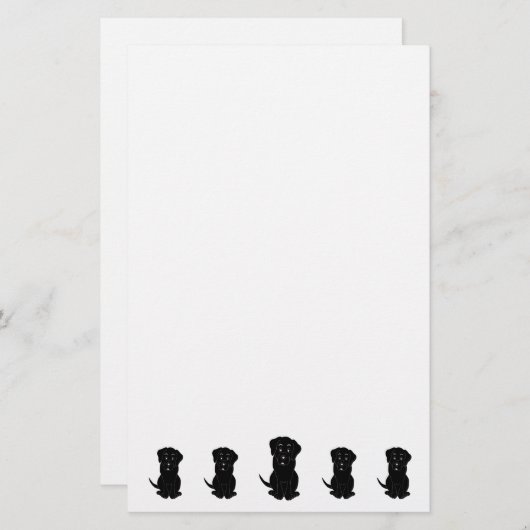 Black Labrador Dog Design 便箋 (正面/裏面)