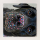 Black Labrador Dog With Sprinkles ジグソーパズル (横)