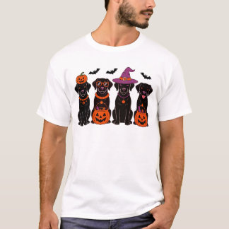 Black Labrador Halloween Pumpkins Bats And Witch  Tシャツ