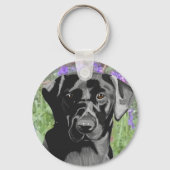 Black Labrador in a Bluebell Wood キーホルダー (裏面)
