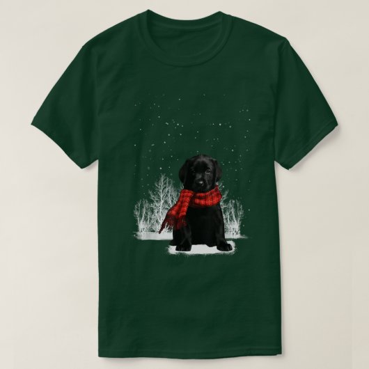 Black Labrador In The Snow Merry Christmas Winter Tシャツ (デザイン正面)