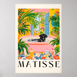 Black Labrador Matisse Print Funny Tropical ポスター
