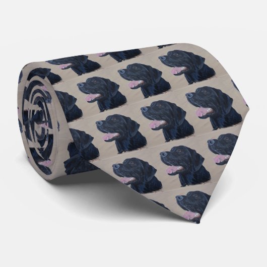 Black Labrador Painting ネクタイ (ロール)