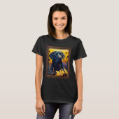 Black Labrador Painting Sunflower Flower Mom Women Tシャツ (正面フル)