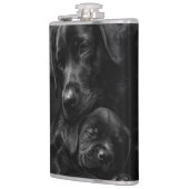 Black Labrador, parent and child, Hug of love フラスク (左)