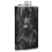 Black Labrador, parent and child, Hug of love フラスク (右)