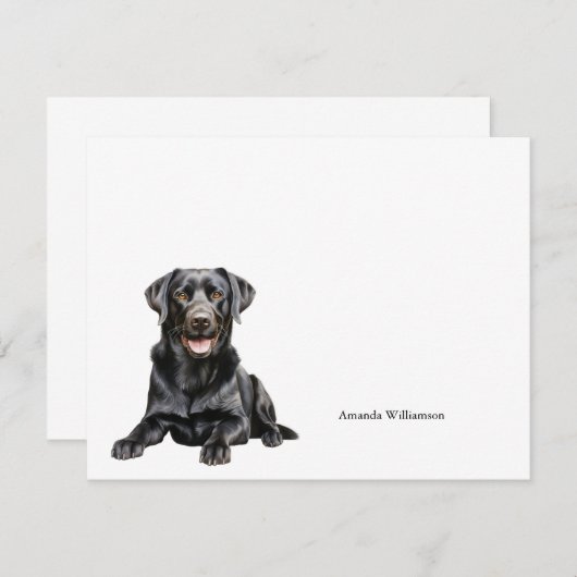Black Labrador Personalized Note Card ノートカード (正面/裏面)