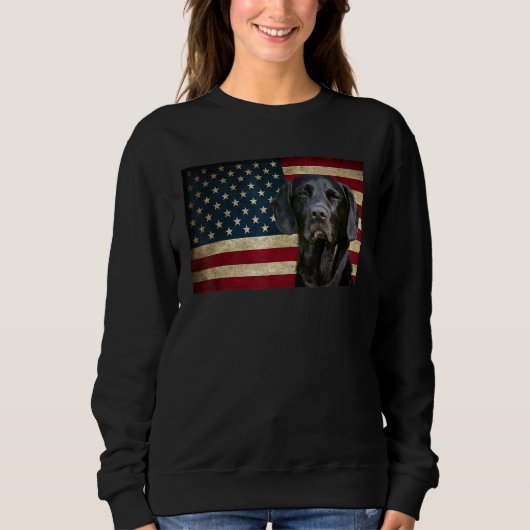 Black Labrador retriever American Flag labra Anima スウェットシャツ (正面)
