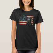 Black Labrador retriever American Flag labra Anima Tシャツ (正面)