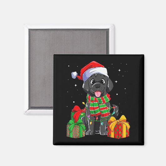 Black Labrador Retriever Christmas Lights Xmas Lab マグネット (正面/裏面)