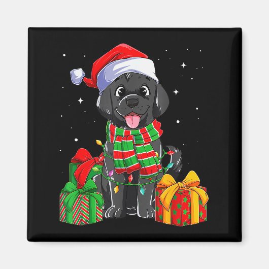 Black Labrador Retriever Christmas Lights Xmas Lab マグネット (正面)