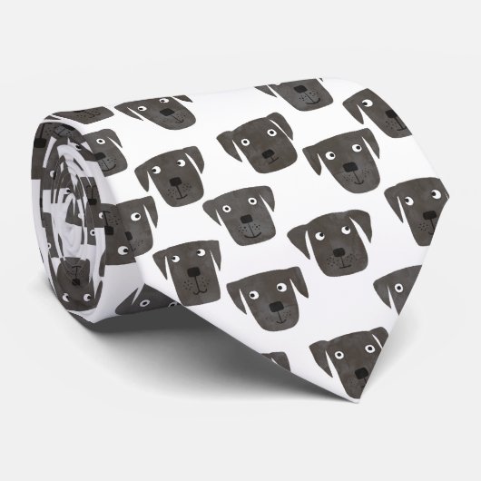 Black Labrador Retriever Dog Cute Pattern ネクタイ (ロール)