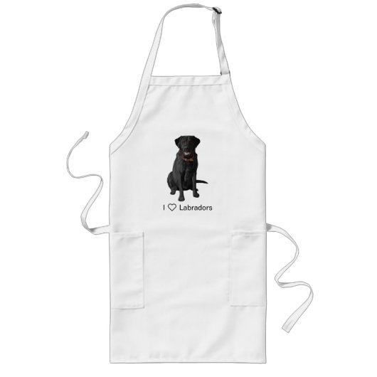 Black Labrador Retriever Dog Lover Gift ロングエプロン (正面)