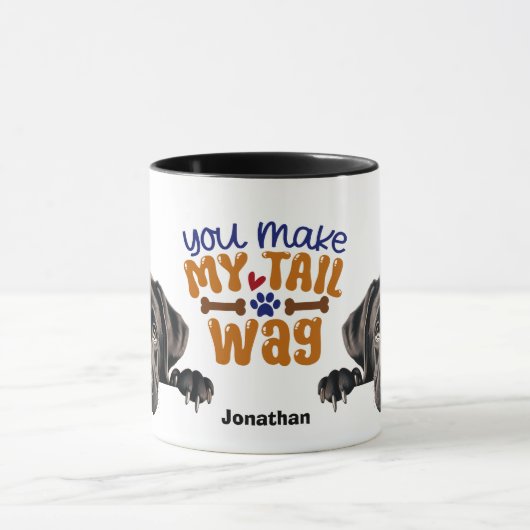 Black Labrador Retriever Dog You Make My Tail Wag マグカップ (中央)