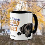 Black Labrador Retriever Dog You Make My Tail Wag マグカップ<br><div class="desc">"You Make My Tail Wag" declares this cute mug. An adorable peeking black Labrador Retriever Dog is on each side. Cute for the Lab dog owner, but appropriate for anyone you love on Valentine's Day, too! You can add someone's name at the bottom middle, or delete the text, if you'd...</div>