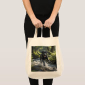 Black Labrador Retriever Elegant Grocery Tote Bag トートバッグ (正面(商品))