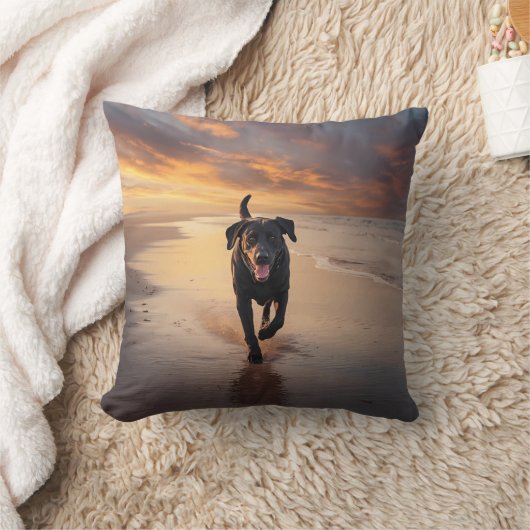 Black Labrador Retriever Elegant Throw Pillow クッション (ブランケット)